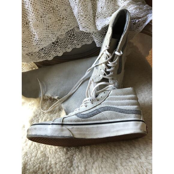 Vans Off The Wall Rose High Tops Size Men 5.5, Woman 7 Off White Suede Gray - Picture 8 of 10